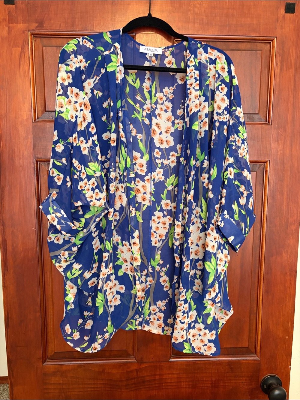 Olrain Navy Floral Open-Front Kimono